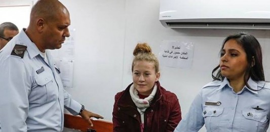 The 17-year-old girl, ‘Ahed al-Tamimi, during her trial in Israeli “Ofer” Military Court