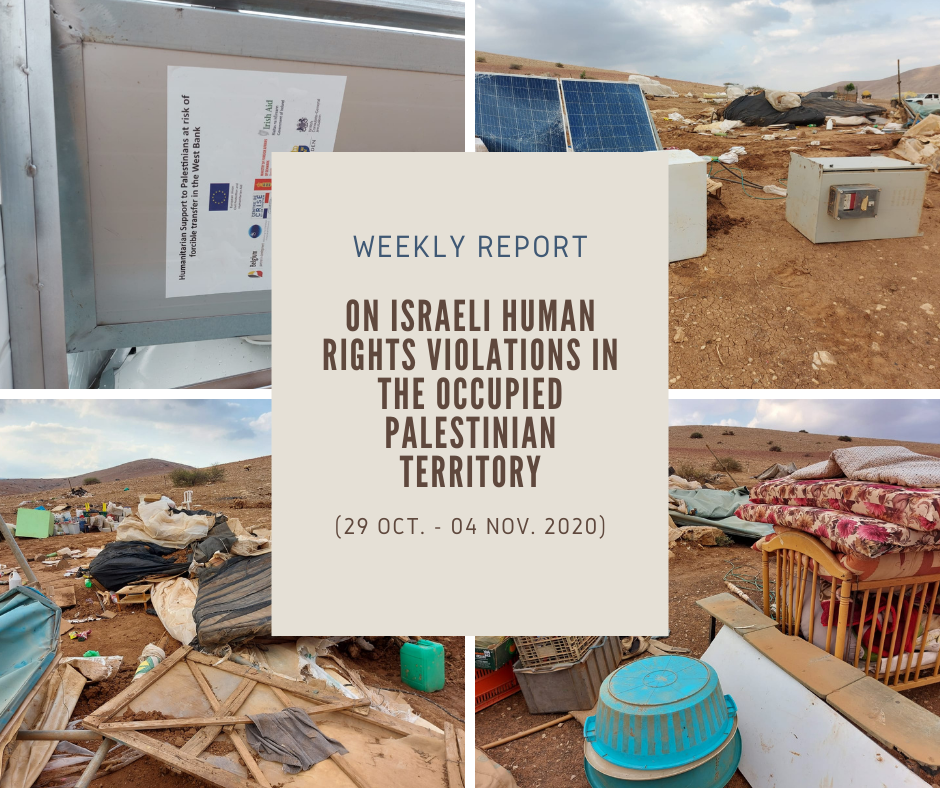 Weekly Report on Israeli Human Rights Violations in the Occupied Palestinian Territory (29 Oct. 04 Nov. 2020)